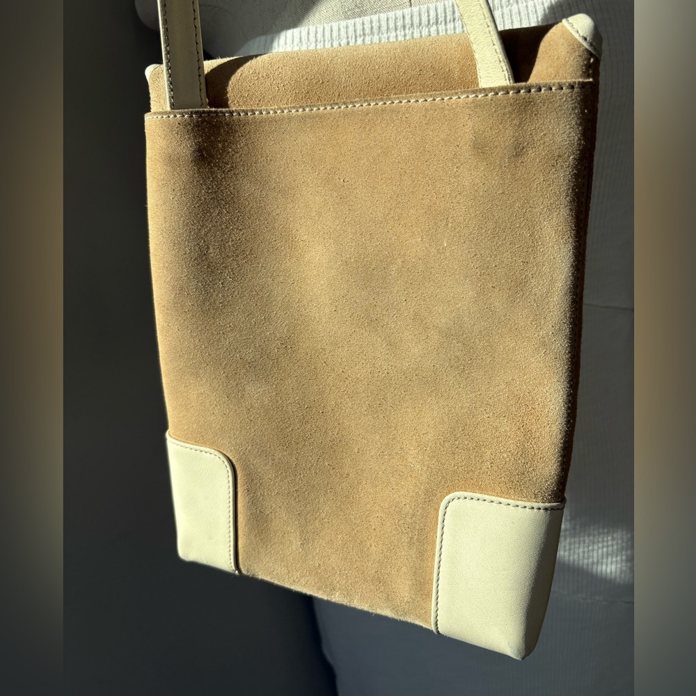 Loewe Suede and Leather Crossbody in tan and cream - Picture 5 of 15